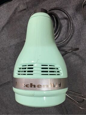 KitchenAid Mint Green Electric Hand Mixer with Silver Trim